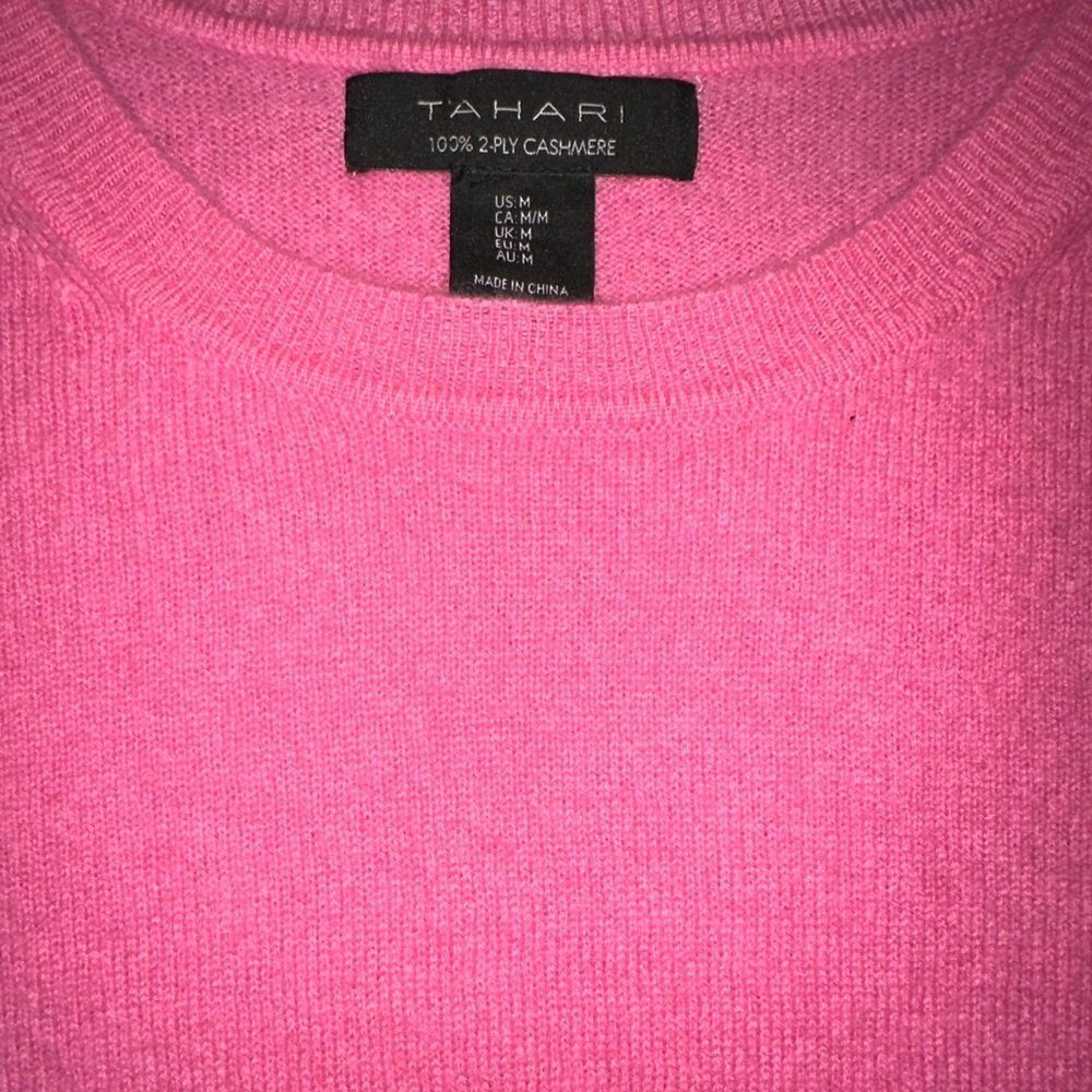 Tahari Pink Cashmere Crew - Picture 2 of 4